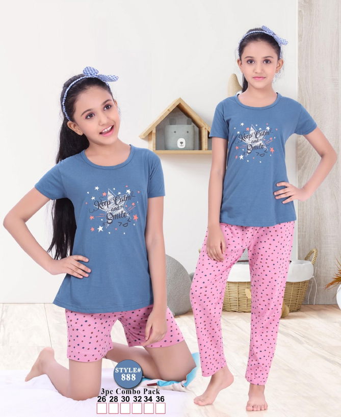 Orange 888 Latest Fancy Designer Kids Night Suits Collection